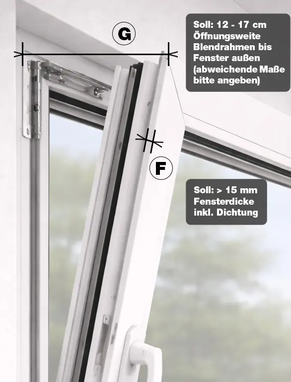 Abstand gekipptes Fenster